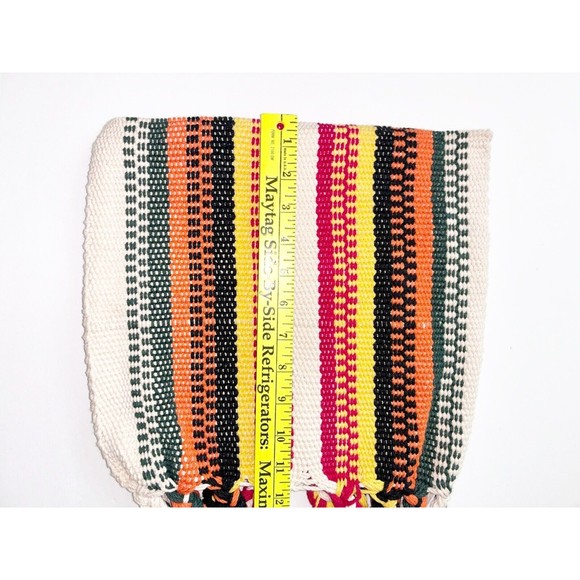 Handwoven Cotton Bag Multi Colored Striped Hobo Tote - Picture 4 of 6